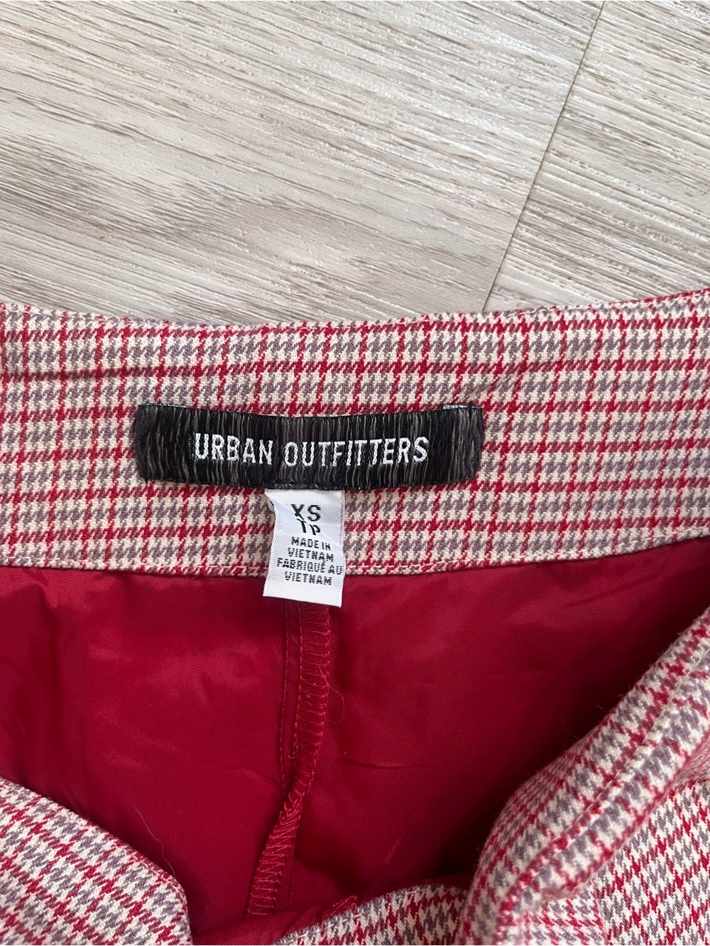Urban Outfitters Red Gingham Pleated Mini Skirt with Shorts XS - Picture 2 of 9